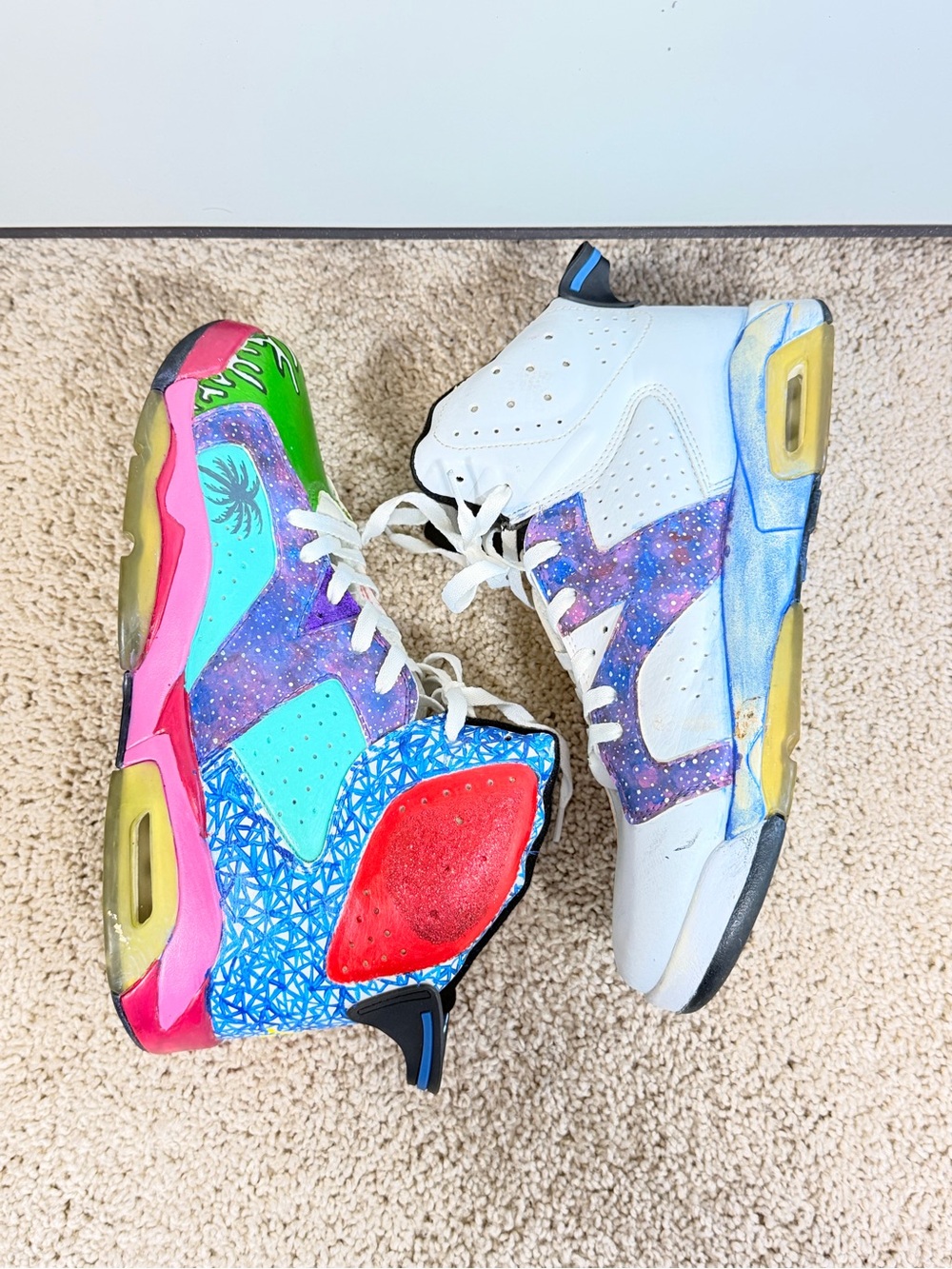 Custom Hand-Painted Air Jordan 6 Retro Men’s Size 10 Multicolor One of a Kind